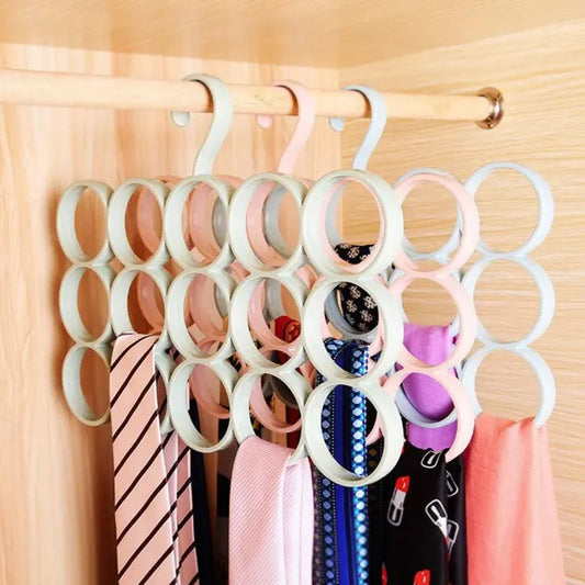 15-Circle Plastic Ring Hanger for Scarf, Shawl, Tie, Belt, Closet Accessory Wardrobe Organizer