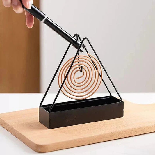 Triangle Iron Mosquito Coil Holder with Ash Tray | Anti-Scald Incense Burner Box
