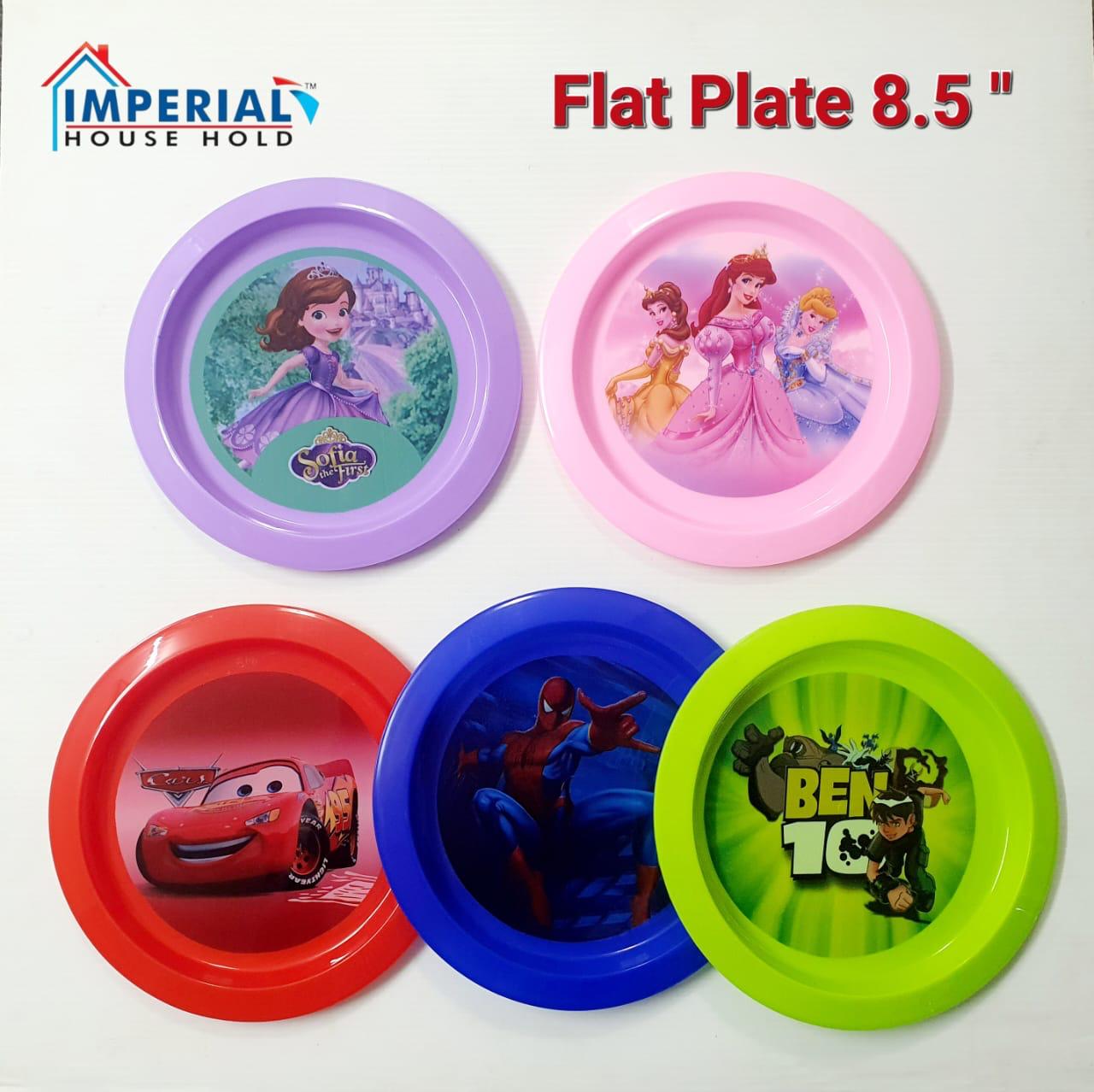 Kids Flat Plastic Plates 8.5' For Meal
