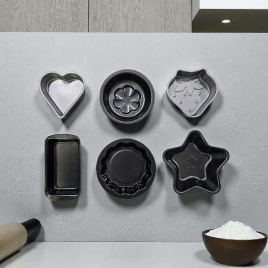1-Piece Non-Stick Mini Cake Pan & Muffin Mold Set | Assorted Dessert Baking Tins (Heart, Star, Strawberry)