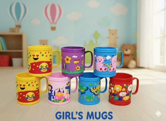 Cartoon Printed Embossed Mug for Kids | Plastic Mug For Kids | Milk / Tea Container