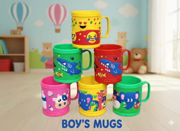 Cartoon Printed Embossed Mug for Kids | Plastic Mug For Kids | Milk / Tea Container