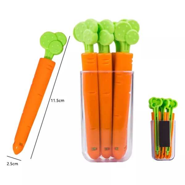 Magnetic Carrot Bag Clips for Food Storage - Set of 6