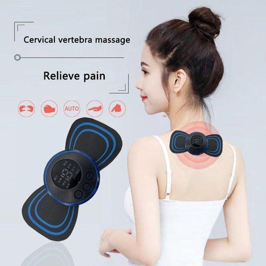 Mini Electric Neck Back Massager EMS Cervical Massage Patch Relief Pain Household Electric Shoulder and Neck Massager, Relaxation