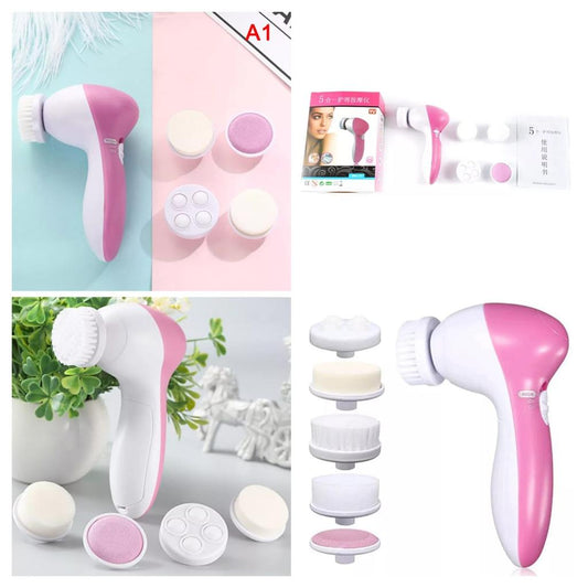 5 in 1 Beauty Massager Electric Face Wash Machine Facial Pore Cleaner Body Cleaning Massage Mini Skin Care Tool Brush Set