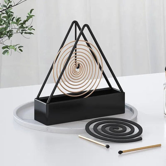 Triangle Iron Mosquito Coil Holder with Ash Tray | Anti-Scald Incense Burner Box
