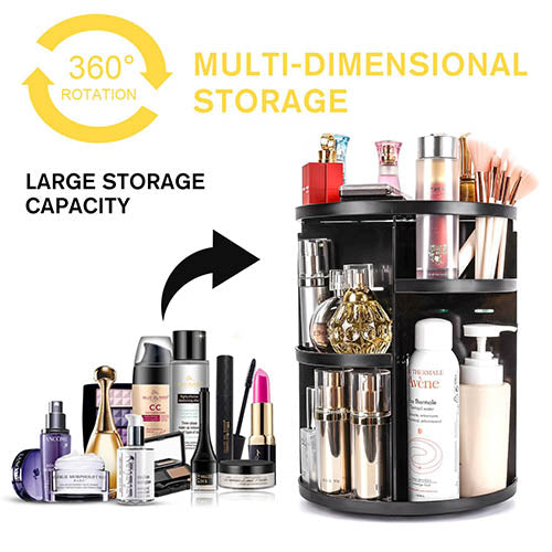 360° Rotating Makeup Organizer – Large Capacity Cosmetic &amp; Perfume Storage Stand