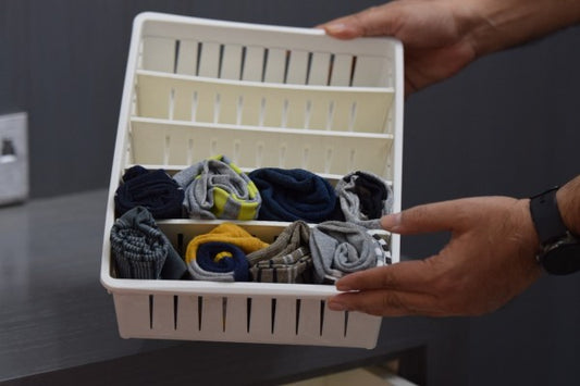 Socks And Ties Organizer Basket With Adjustable Partitions