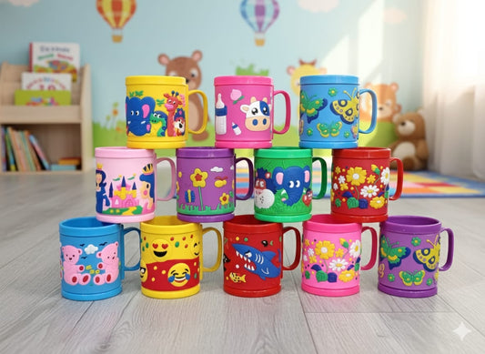 Cartoon Printed Embossed Mug for Kids | Plastic Mug For Kids | Milk / Tea Container