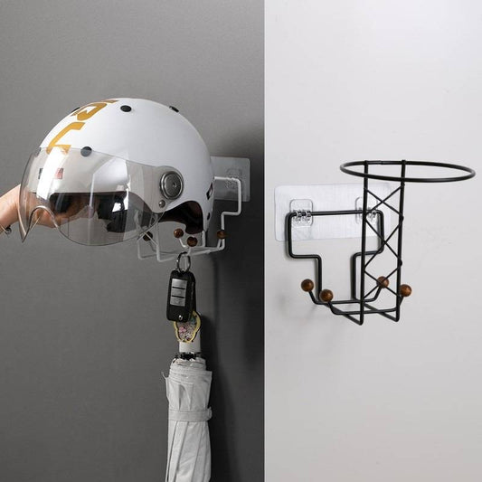 Wall Mounted Motorcycle Helmet &amp; Gear Holder – 4-Hook Multipurpose Rack