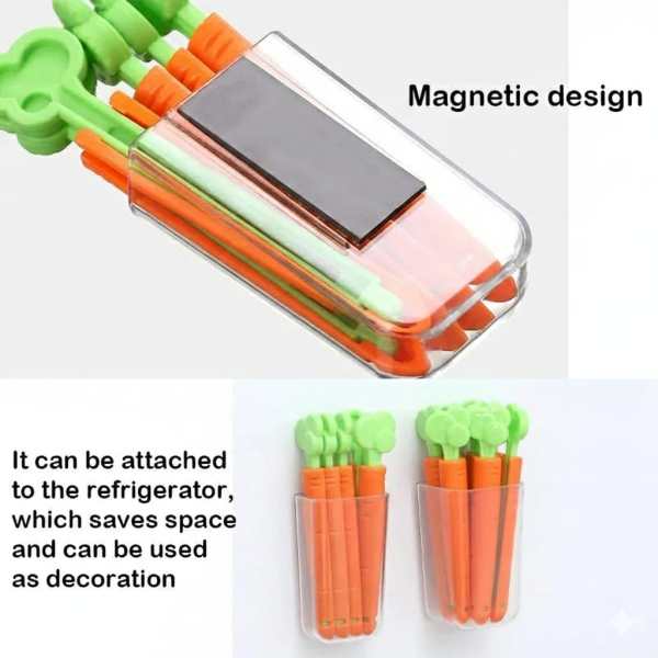 Magnetic Carrot Bag Clips for Food Storage - Set of 6