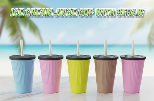 Ice Cream Juice Cup With Straw