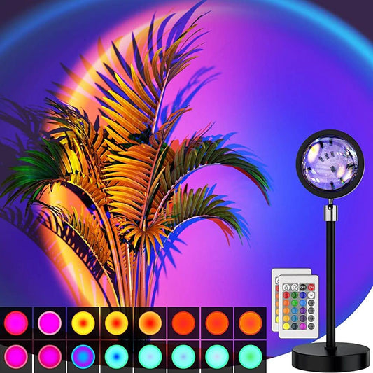 Sunset Lamp Projection Led Lights with Remote, 16 Colors Night Light 360° Rotation Rainbow Lights 4 Modes Setting for Photography/Selfie/ Party/Home/Living Room/Bedroom Decor, Gifts for Women