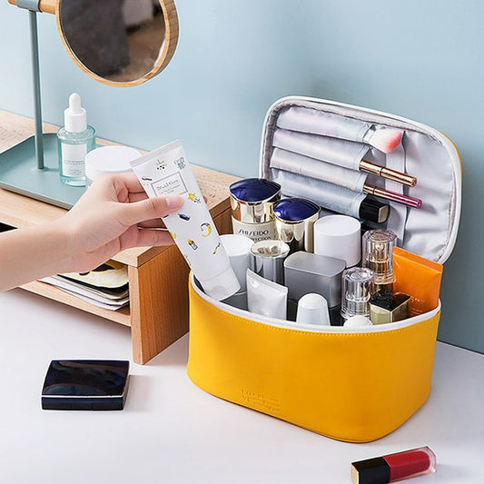 Portable Cosmetic Organizer with Integrated Makeup Brush Holder