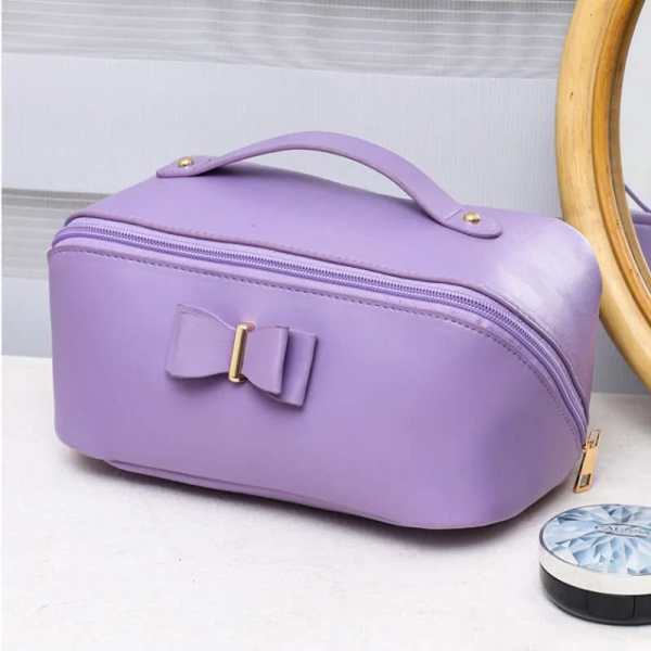 Leather Cosmetic &amp; Makeup Organizer Bag with Bow