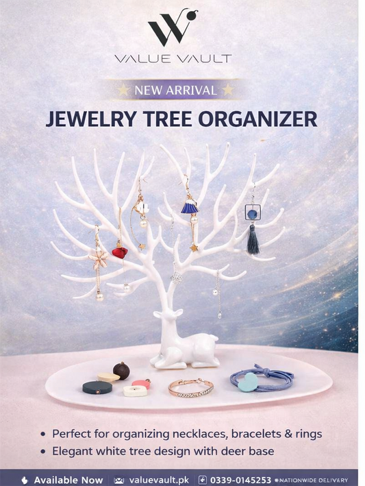 White Deer Accessories Stand & Holder Earrings Necklace Ring Bracelet Jewellery Cases & Shelf Display Tree Storage