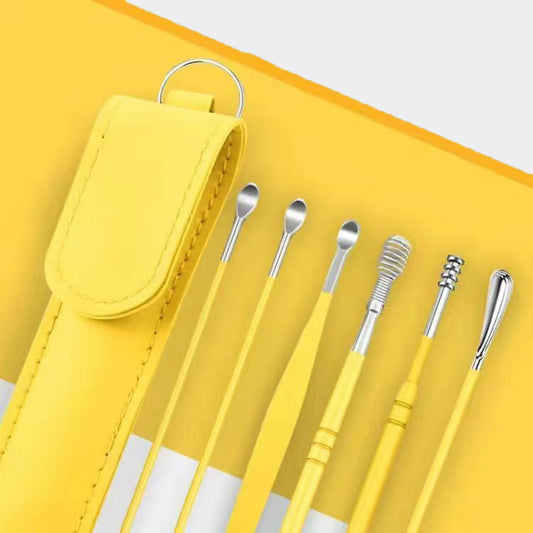 6PCS/Pack Reusable Ear Pick Set Stainless Steel Ear Cleaner Wax Removal Tool Kit Health Care Cleaning Ear Kit For Adults Kids
